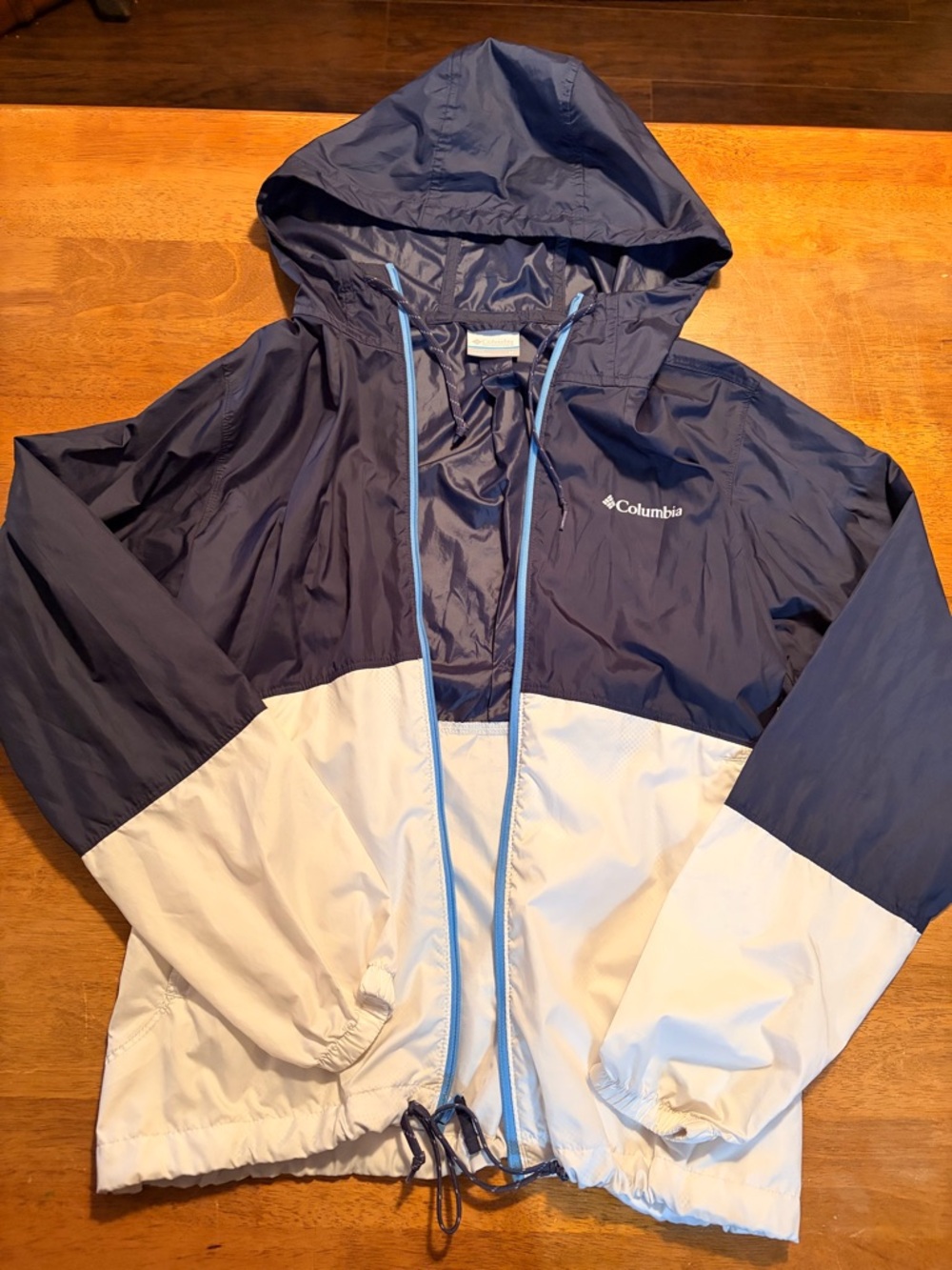 Columbia Navy Jacket with Light Blue Trim